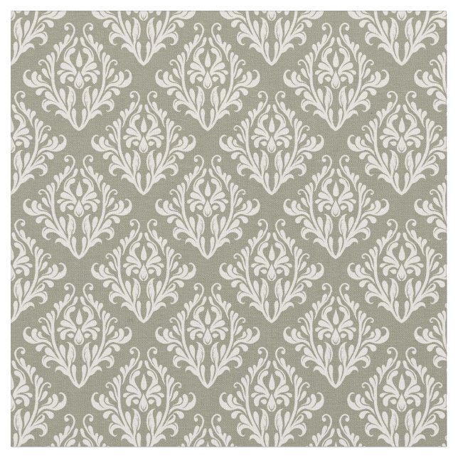 Olive Green Damask Fabric (Close Up)