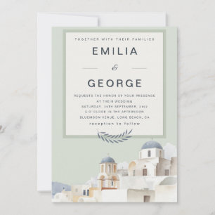 Olive Green Destination Wedding Elegant Invitation