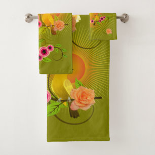 Olive Green - Dew Drops & Sunshine Bath Towel Set