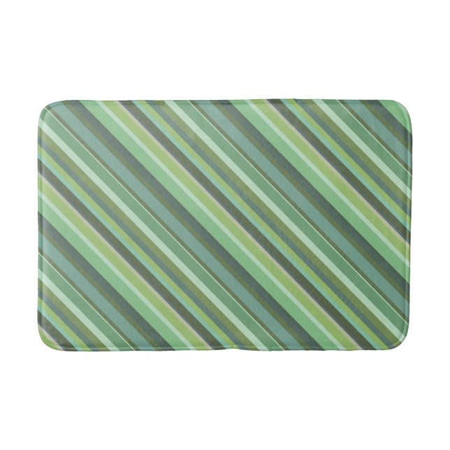 Olive green diagonal stripes bath mat (Front)