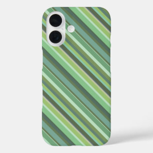 Olive green diagonal stripes iPhone 16 case