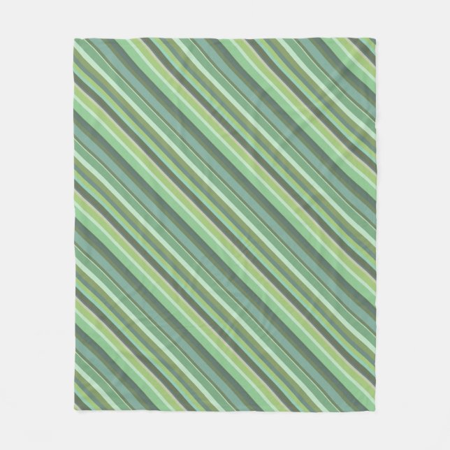 Olive green diagonal stripes fleece blanket (Front)