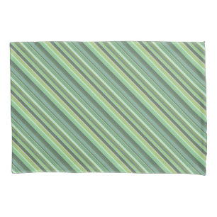 Olive green diagonal stripes pillowcase