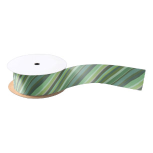 Olive green diagonal stripes satin ribbon