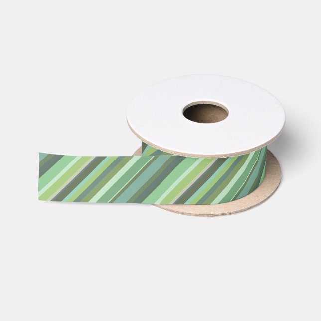 Olive green diagonal stripes satin ribbon (Spool)