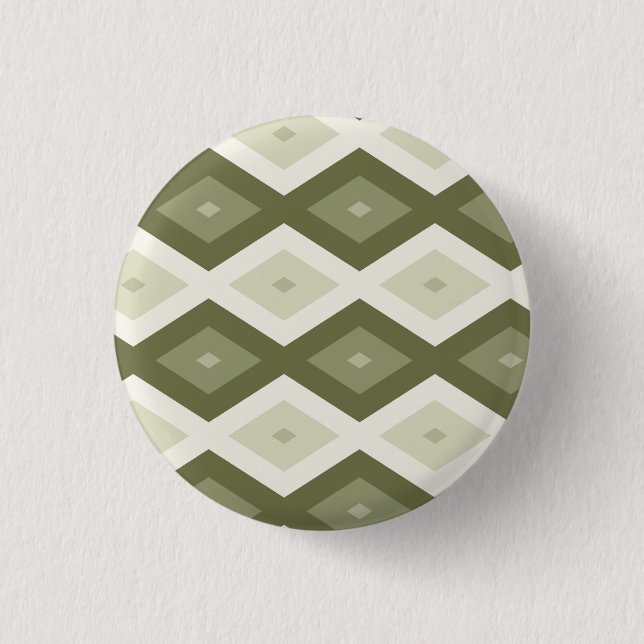 Olive green diamond pattern 3 cm round badge (Front)