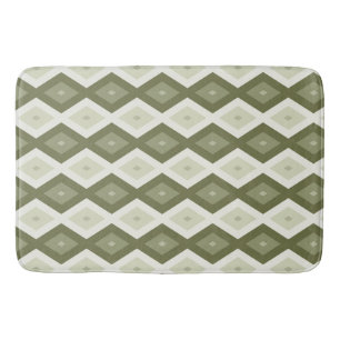 Olive green diamond pattern bath mat