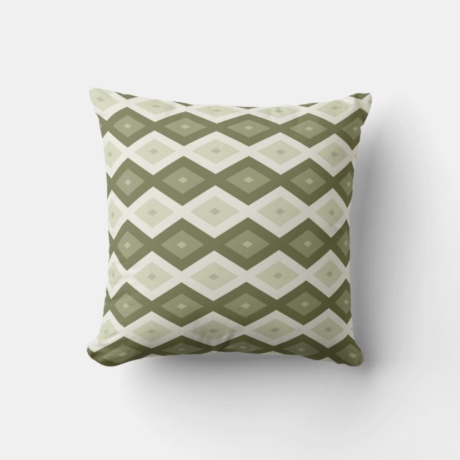 Olive green diamond pattern cushion (Front)