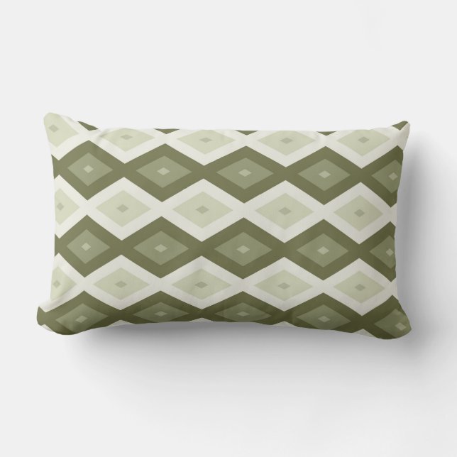 Olive green diamond pattern lumbar cushion (Front)