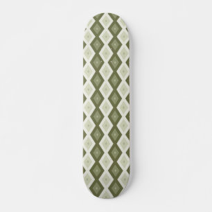 Olive green diamond pattern skateboard
