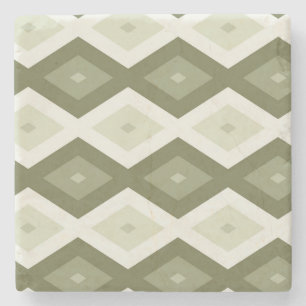 Olive green diamond pattern stone coaster
