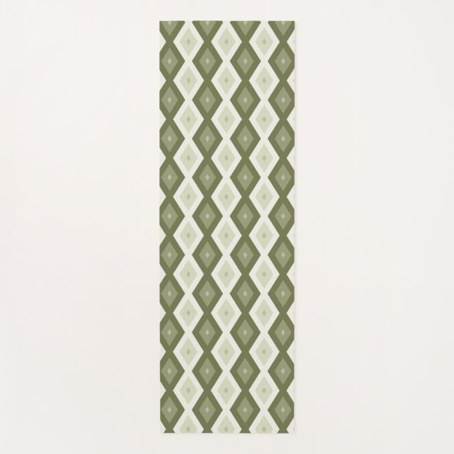 Olive green diamond pattern yoga mat (Front)