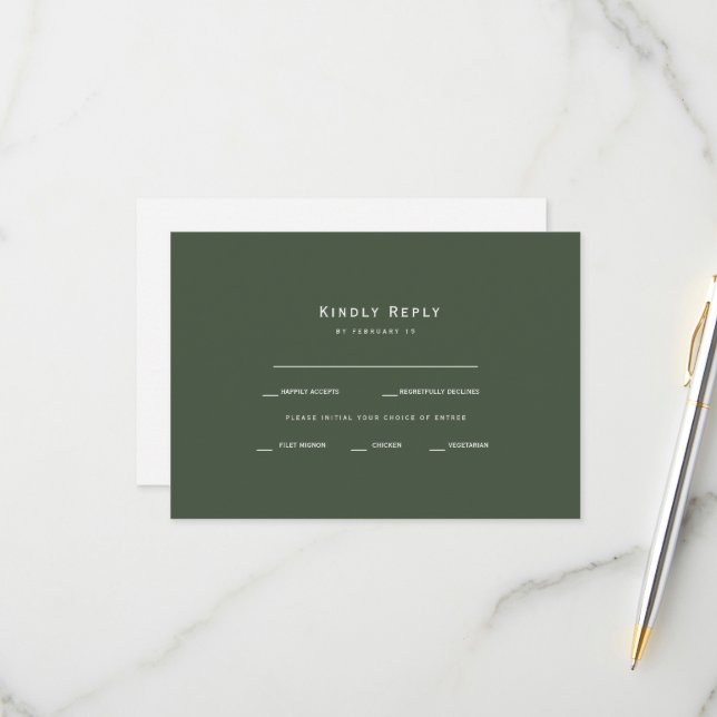Olive Green Dinner Options RSVP (Front/Back In Situ)