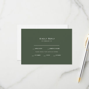 Olive Green Dinner Options RSVP Card
