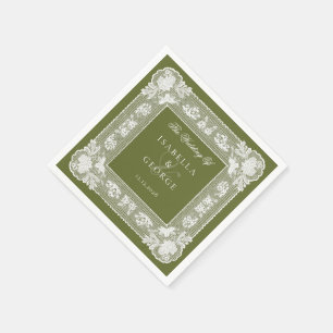 Olive Green Doily Vintage Lace Modern Wedding Napkin