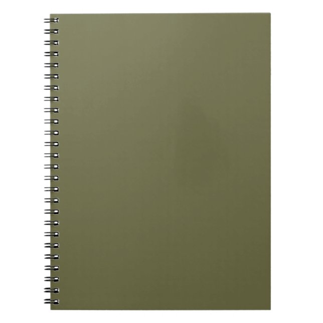 Olive Green Earthy Solid Color Print Notebook (Front)