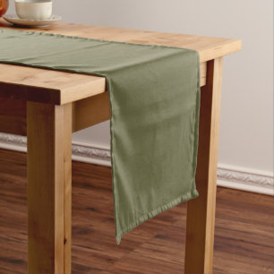 Olive Green Earthy Solid Colour Print Short Table Runner