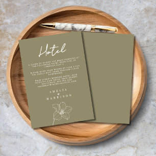 Olive Green Elegant Floral Wedding Hotel Enclosure Card