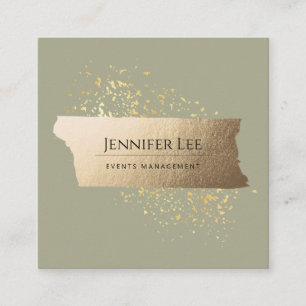 Olive Green Elegant Minimalist Professional Social Square Business Card