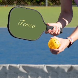 Olive Green Elegant Name Trendy Minimalist Pickleball Paddle