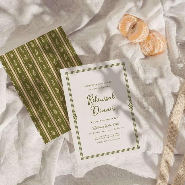 Olive Green Elegant Rehearsal Dinner Invitation (Creator Uploaded)