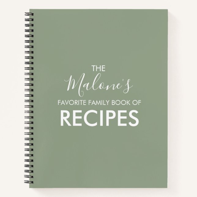Olive Green Family Book of Recipes (Front)