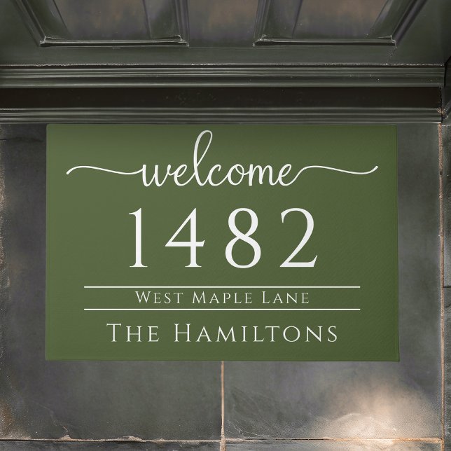 Olive green family name personalised address  doormat (Creator Uploaded)