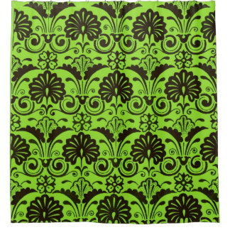 olive green fans and fronds print shower curtain