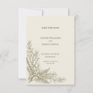 Olive Green Fern Wedding Save The Date