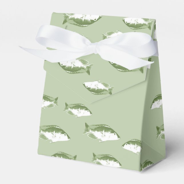Olive green fish favour box (Front Side)