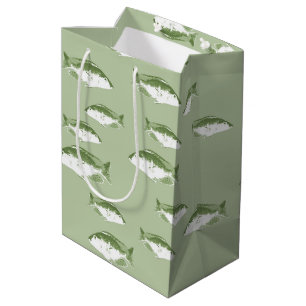 Olive green fish medium gift bag