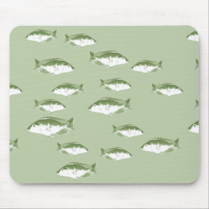 Olive green fish mouse pad