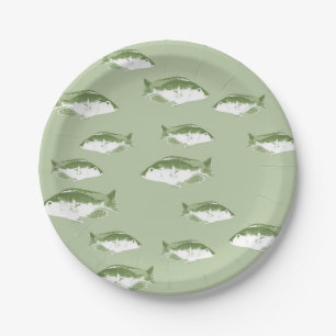 Olive green fish paper plate