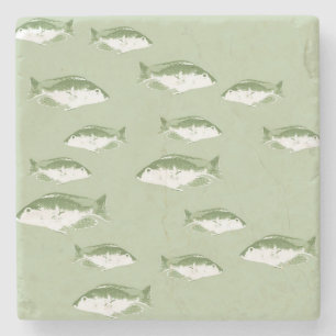 Olive green fish stone coaster