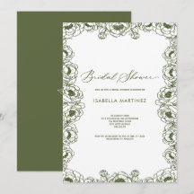 olive green floral simple elegant bridal shower