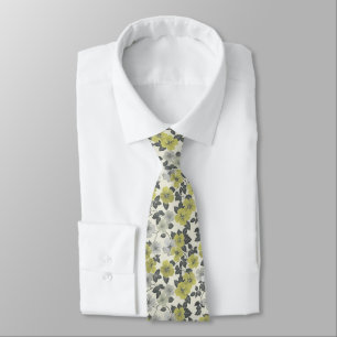 Olive Green Floral Tie