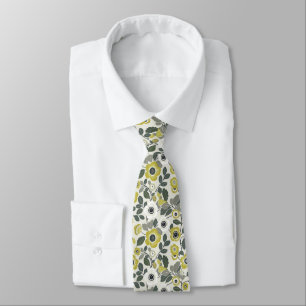 Olive Green Floral Tie
