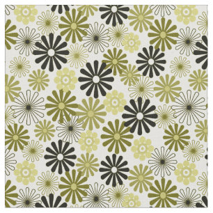 Olive green flowers 1960-x style fabric
