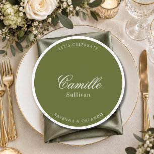 Olive Green Formal Round Wedding Guest Place Programme