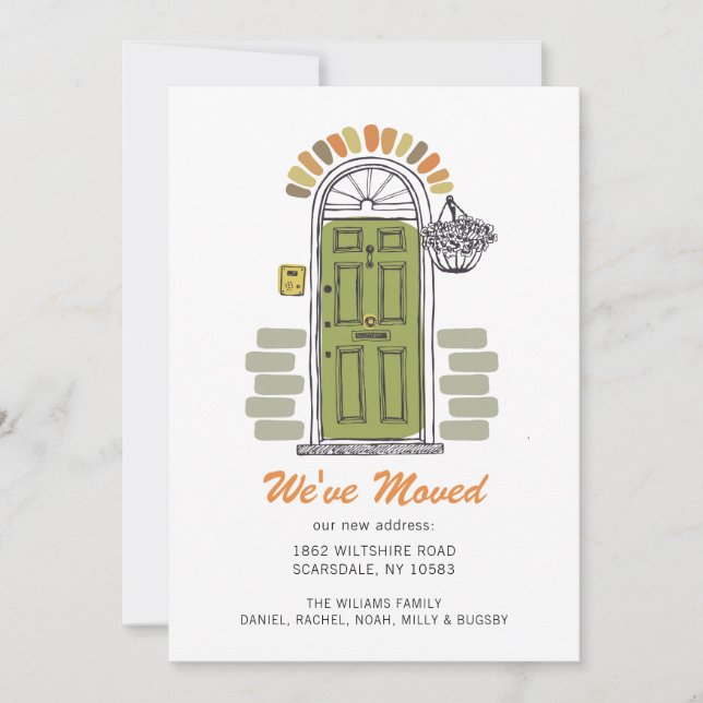 Olive Green Front Door We’ve Moved Announcement (Front)
