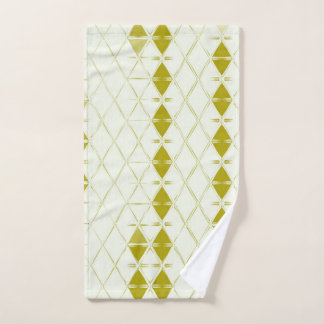 Olive Green Geometric Mid Century Modern Print Hand Towel