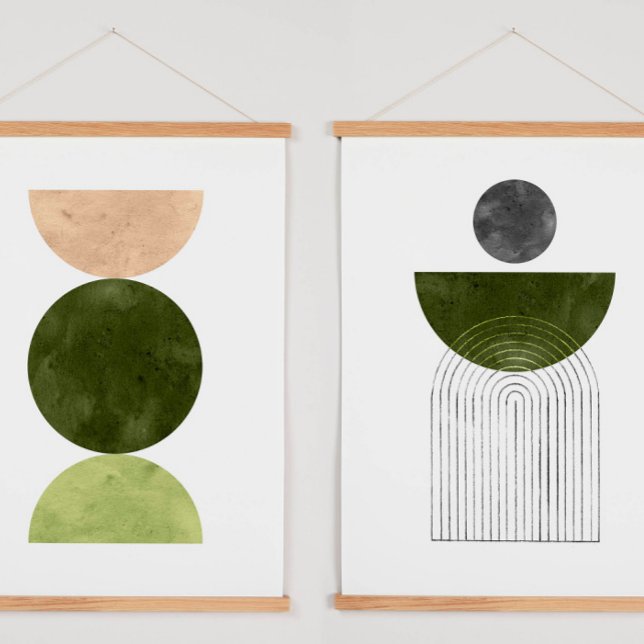 Olive green geometric shapes hanging tapestry (Creator Uploaded)