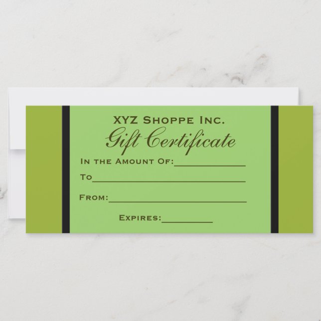 Olive Green Gift Certificate (Front)