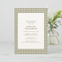 Olive Green Gingham Check Plaid Fall Baby Shower