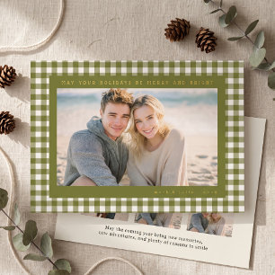Olive Green Gingham Frame Photo