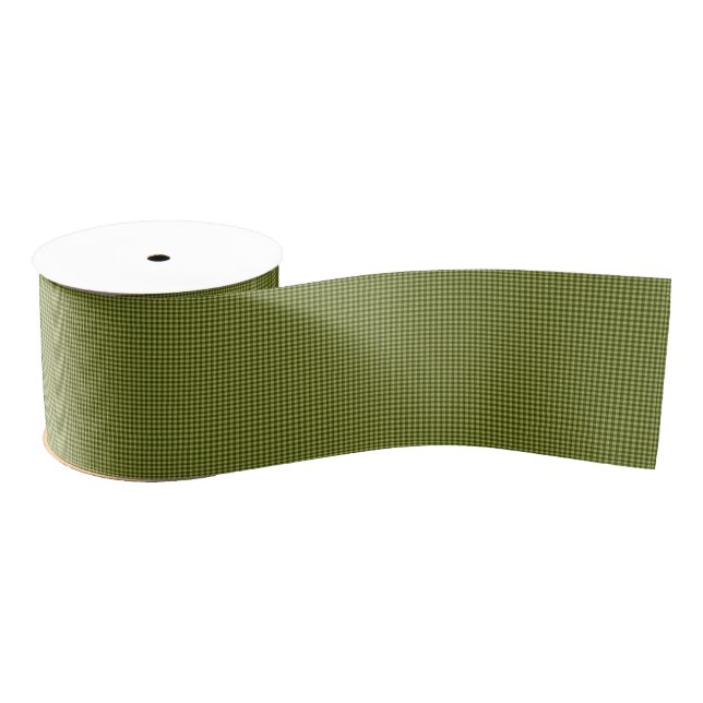 Olive Green Gingham-RIBBON SPOOL Grosgrain Ribbon (Spool)