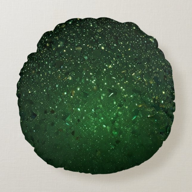 Olive Green Glitter Round Cushion (Front)