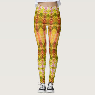Olive Green Gold and Orange Leggings