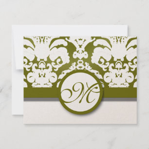 Olive Green & Gold Damask Swirls Wedding Response