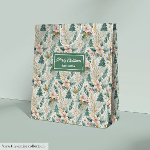 Olive Green Gold Gift Bag Luxury Holiday Christmas